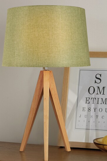 Village At Home Green Wooden Tripod Lamp