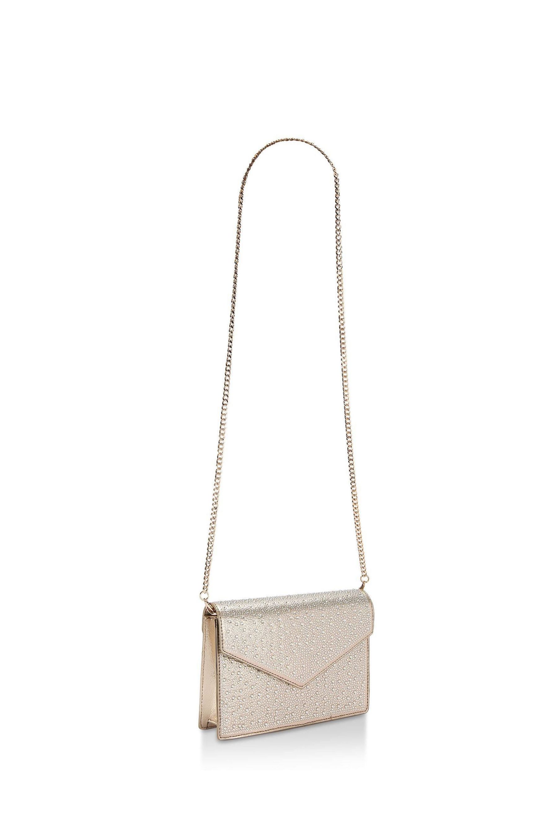 Carvela gold sales clutch bag