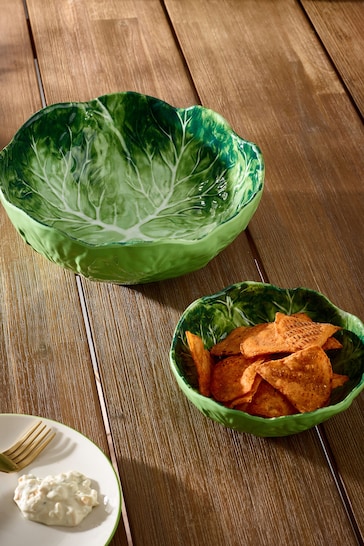 Green Cabbage Serveware Set of 2 Bowls