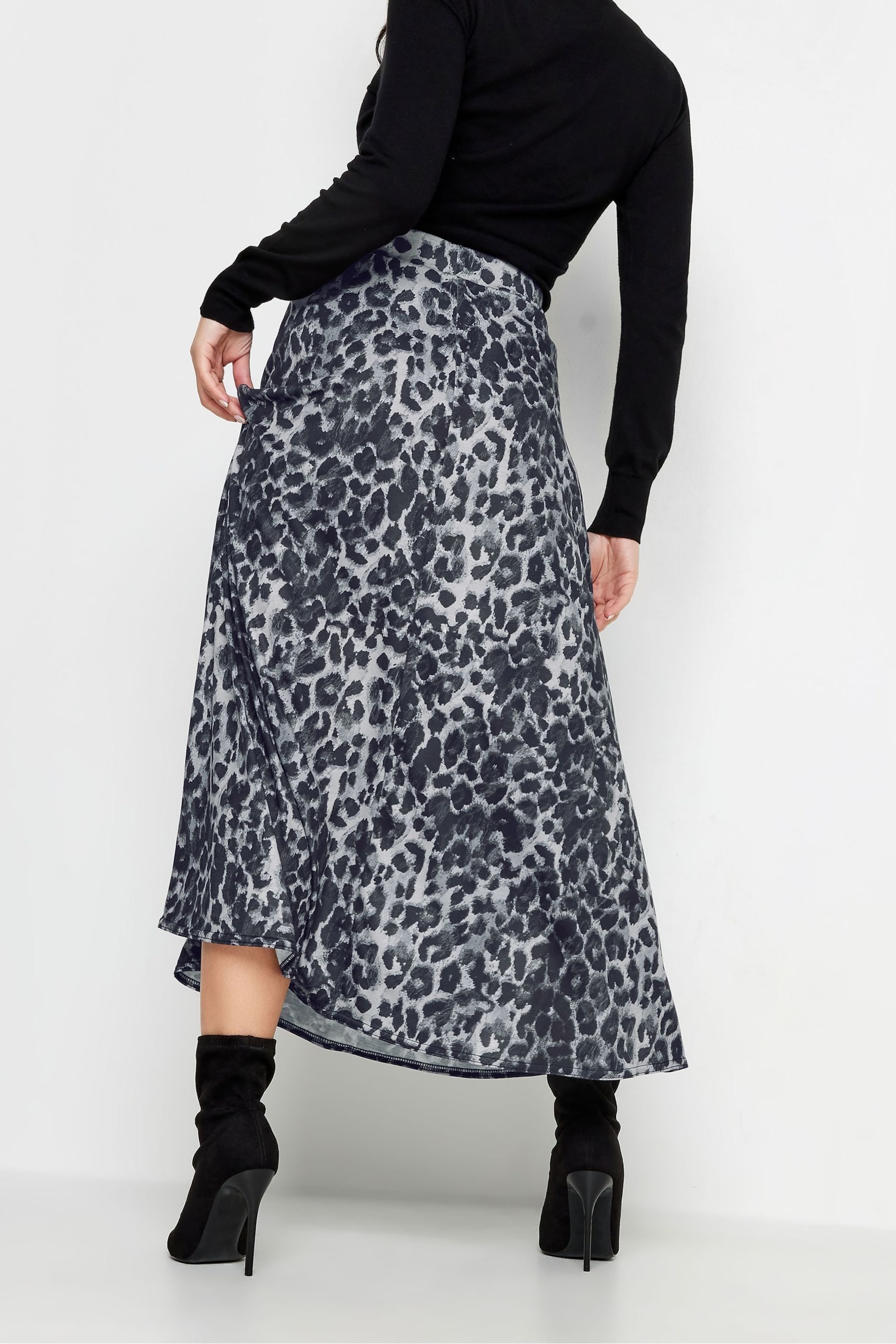 PixieGirl Petite Grey Leopard Print Maxi Skirt - Image 2 of 4