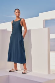 Navy Blue Sleeveless Jersey Dress - Image 1 of 5