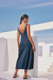 Navy Blue Sleeveless Jersey Dress - Image 2 of 5