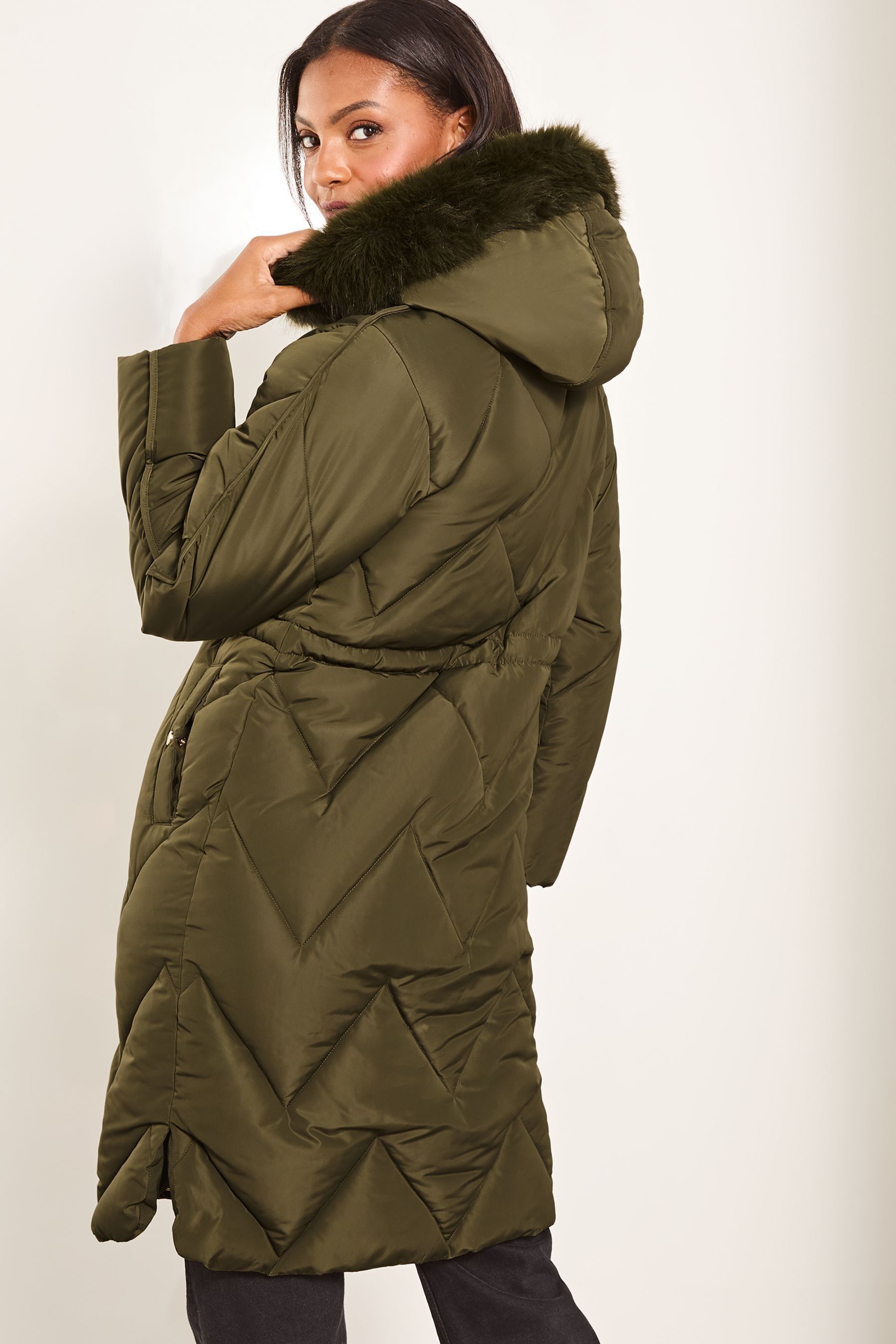 Buy Lipsy Khaki Green Shower Resistant Quilted Padded Parka Coat from Next Luxembourg