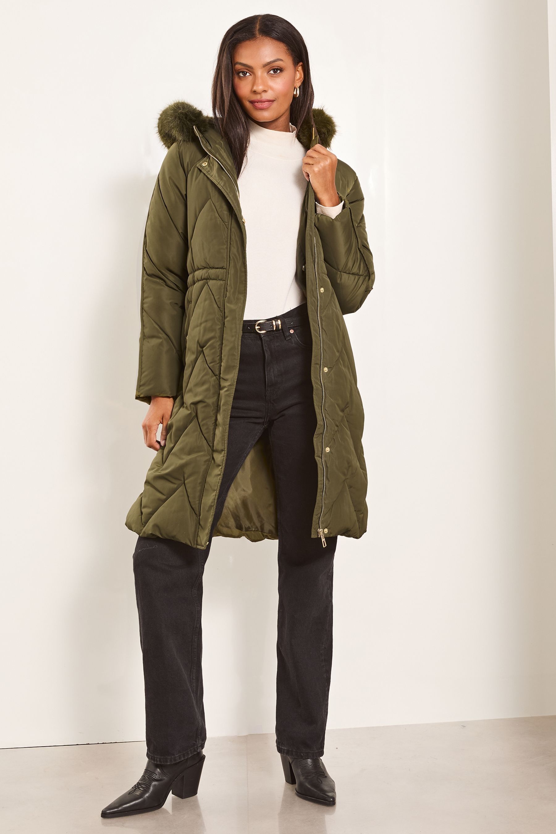 Green padded parka coat clearance