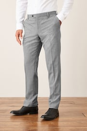 Light Grey Wool Mix Textured Suit Trousers - Image 1 of 9