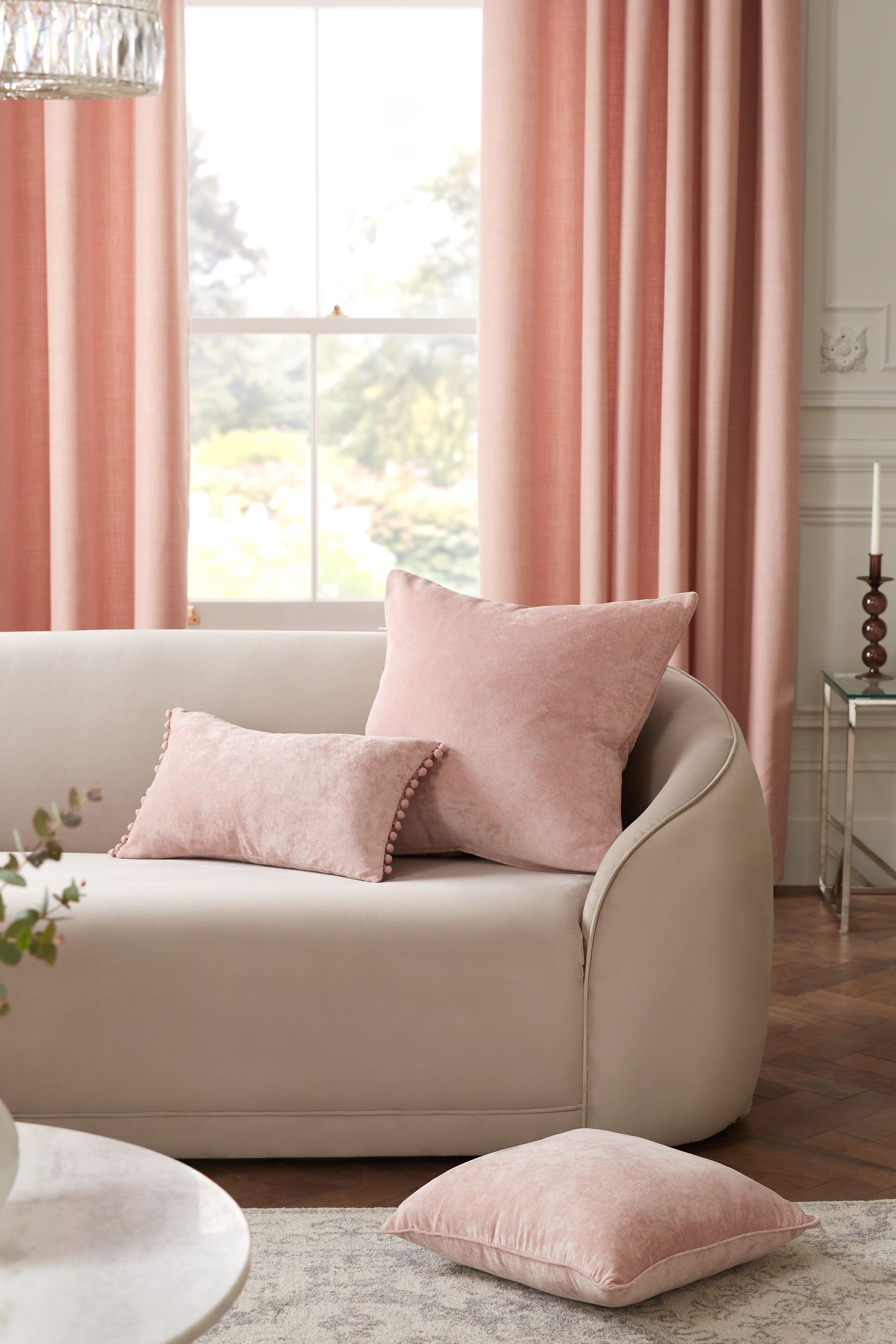 Next blush pink cushions top