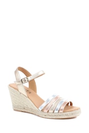 Jones Bootmaker Gold Espadrille Wedge Heels - Image 3 of 6