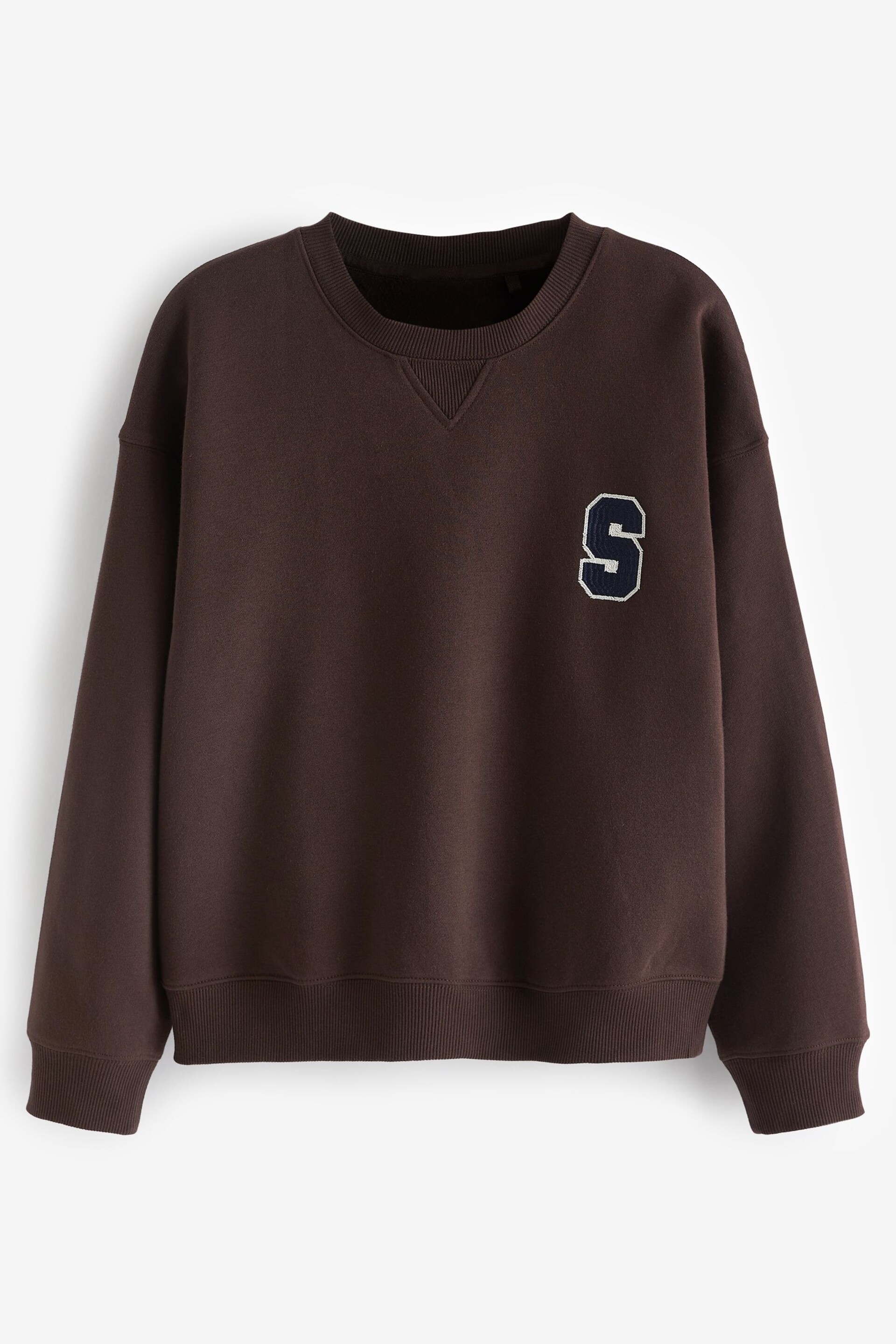 Chocolate Brown self. Crew Neck Sweatshirt - Image 7 of 8