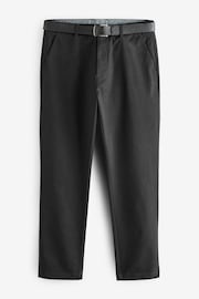 Black Slim Fit Printed Belted Soft Touch Chino Trousers - Image 7 of 10