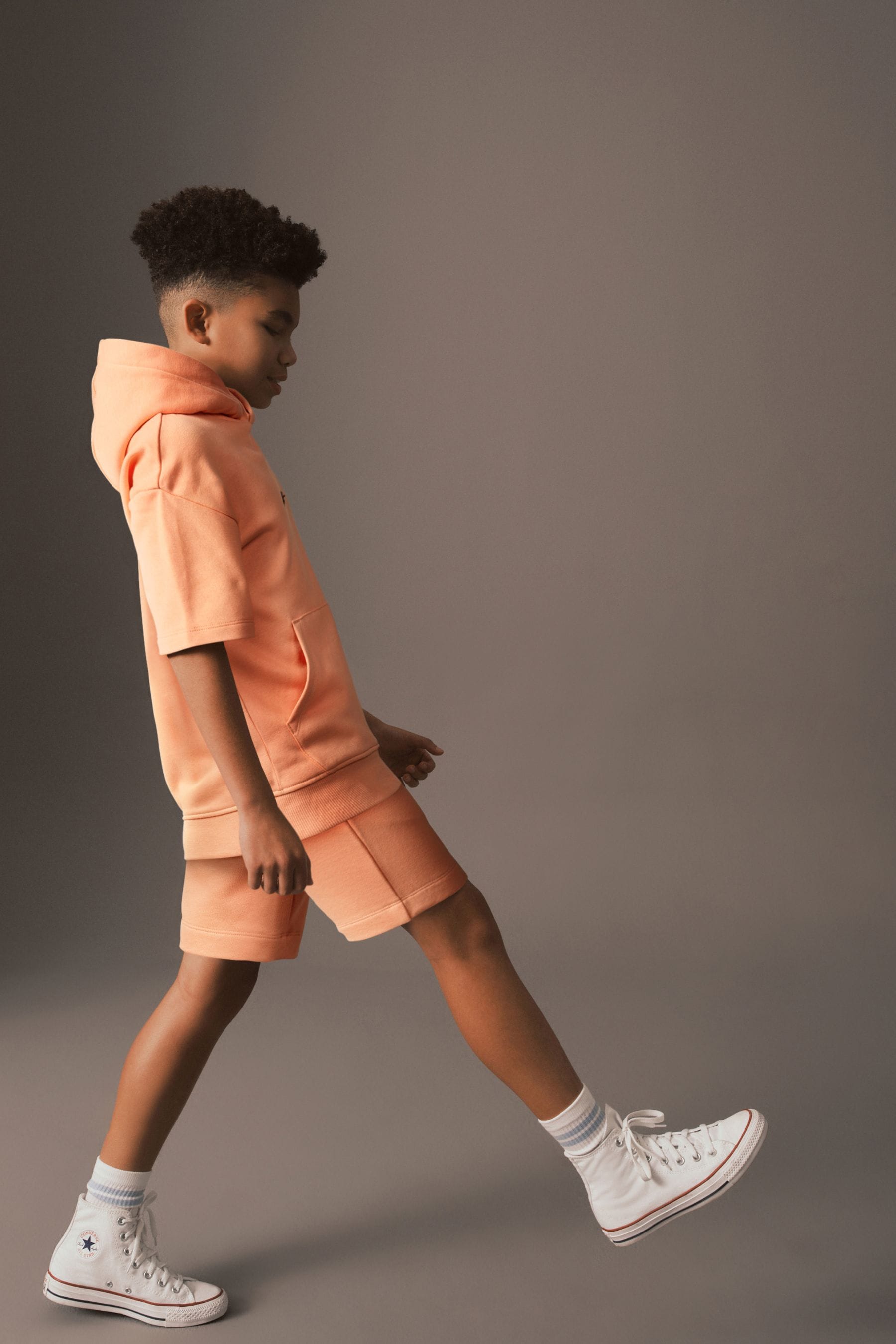 Orange short sleeve hoodie top
