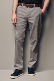 Grey Slim Fit Belted Soft Touch Chino Trousers - Image 1 of 5