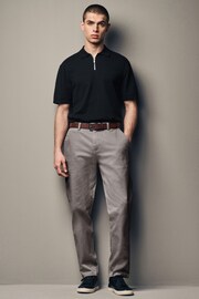 Grey Slim Fit Belted Soft Touch Chino Trousers - Image 2 of 5