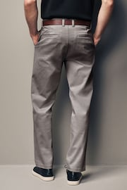 Grey Slim Fit Belted Soft Touch Chino Trousers - Image 3 of 5