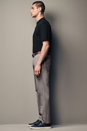 Grey Slim Fit Belted Soft Touch Chino Trousers - Image 4 of 5