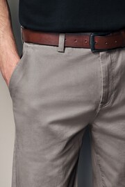 Grey Slim Fit Belted Soft Touch Chino Trousers - Image 5 of 5