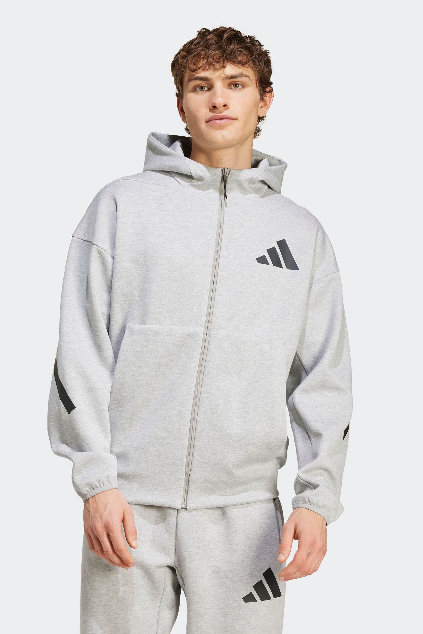 adidas Grey New Z.N.E. Full Zip Hooded Track Jacket
