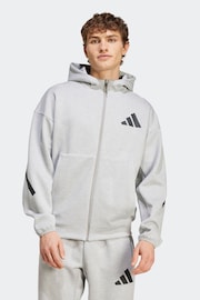 adidas Grey New Z.N.E. Full-Zip Hooded Track Jacket - Image 1 of 8