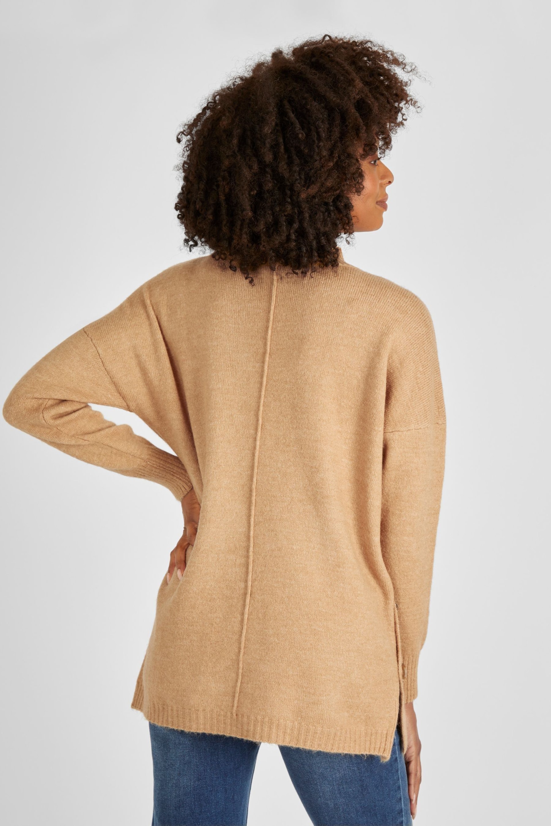 JoJo Maman Bébé Camel Turtle Neck Maternity & Nursing Jumper - Image 2 of 4