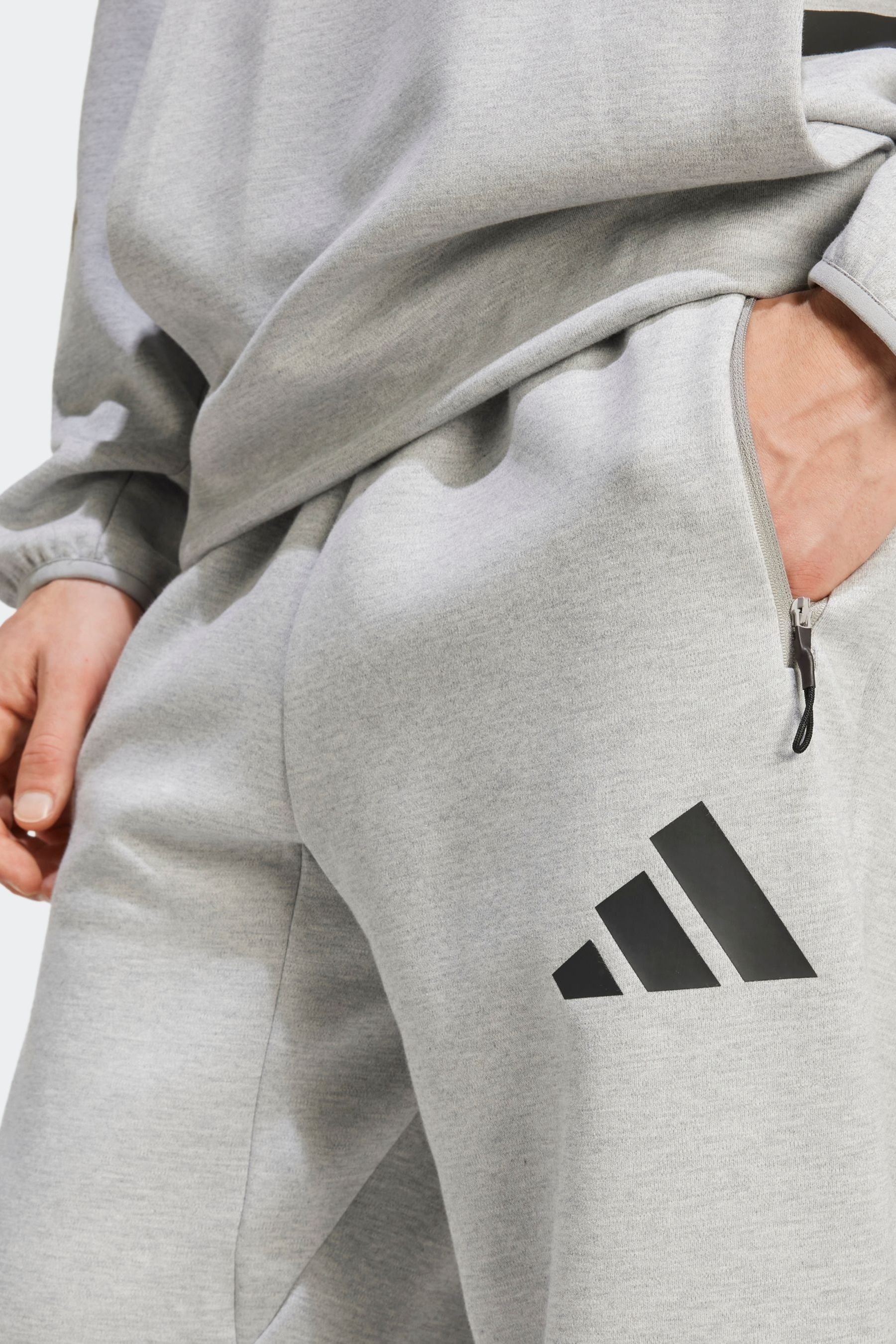 Mens grey adidas fleece tracksuit bottoms sales
