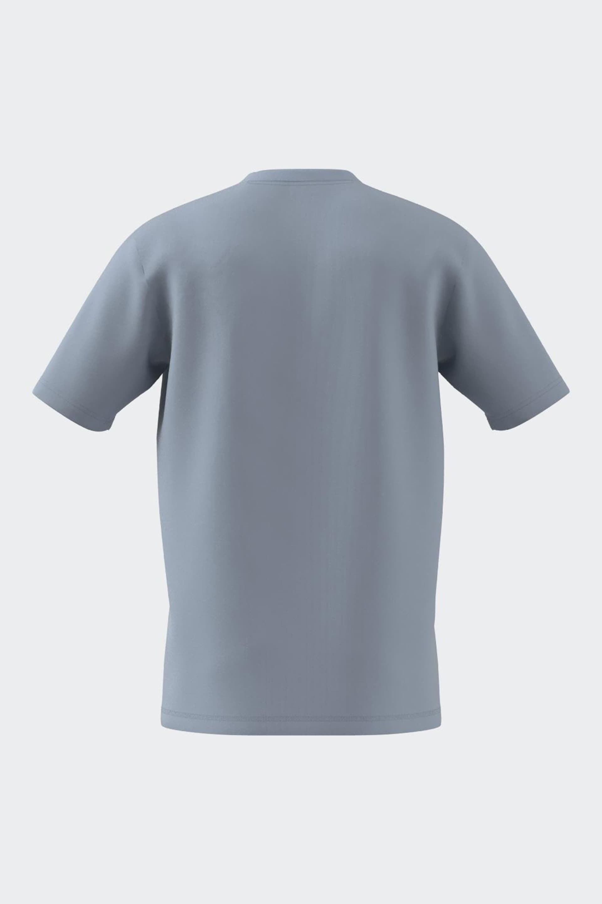 adidas Blue Multi Logo Graphic T-Shirt - Image 3 of 9