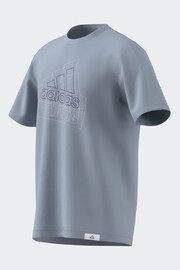 adidas Blue Multi Logo Graphic T-Shirt - Image 5 of 9