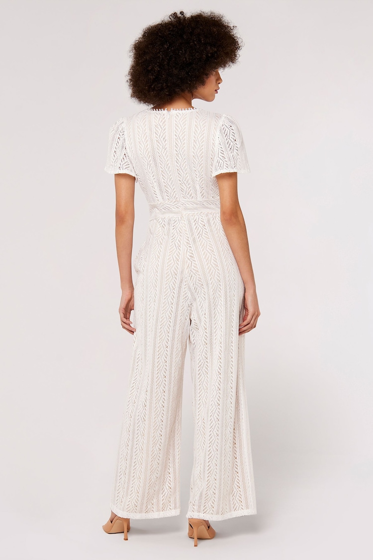 Apricot White Lace Wide Leg Jumpsuit - Image 2 of 6