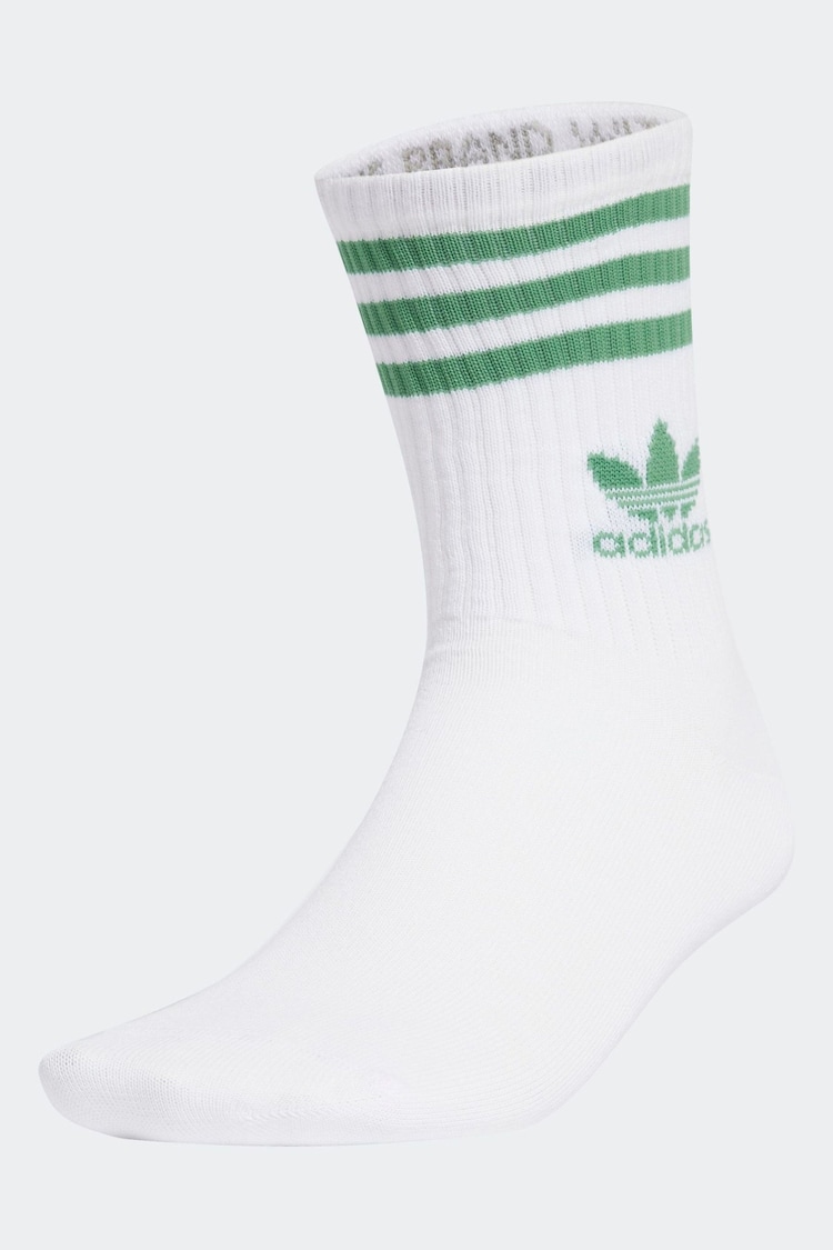 adidas Originals Dove White Mid Cut Crew Socks 3 Pack - Image 1 of 2