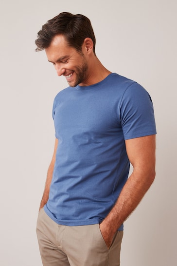 Blue Denim Slim Essential Crew Neck T-Shirt