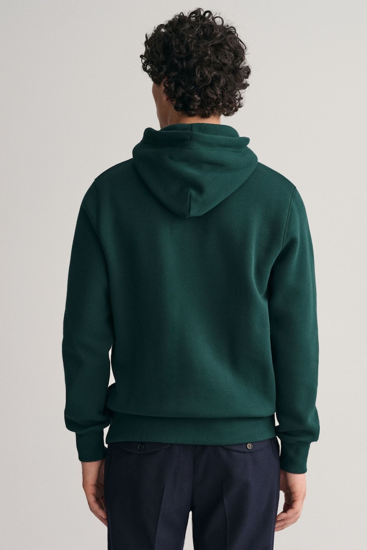 GANT Tartan Green Regular Fit Shield Logo Hoodie - Image 2 of 4