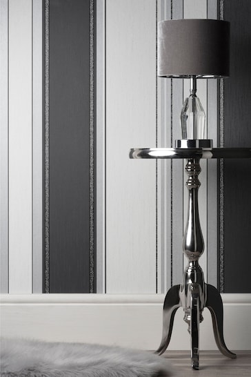 Crown Black Synergy Stripe Wallpaper