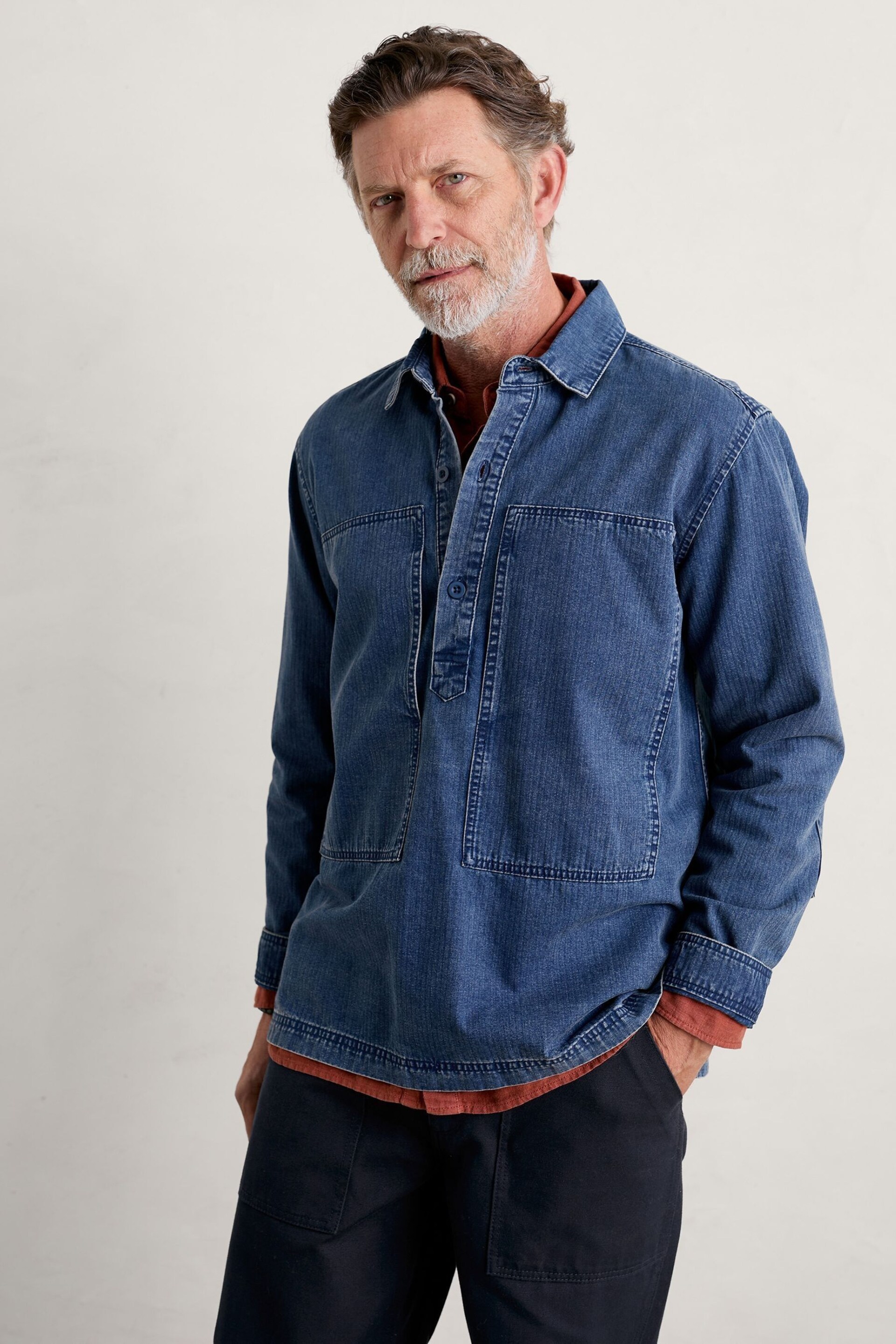 Seasalt Cornwall Blue Hawser Shirt - Image 1 of 7