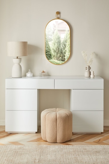 White Sloane Glass Collection Luxe Extra Large Console Dressing Table