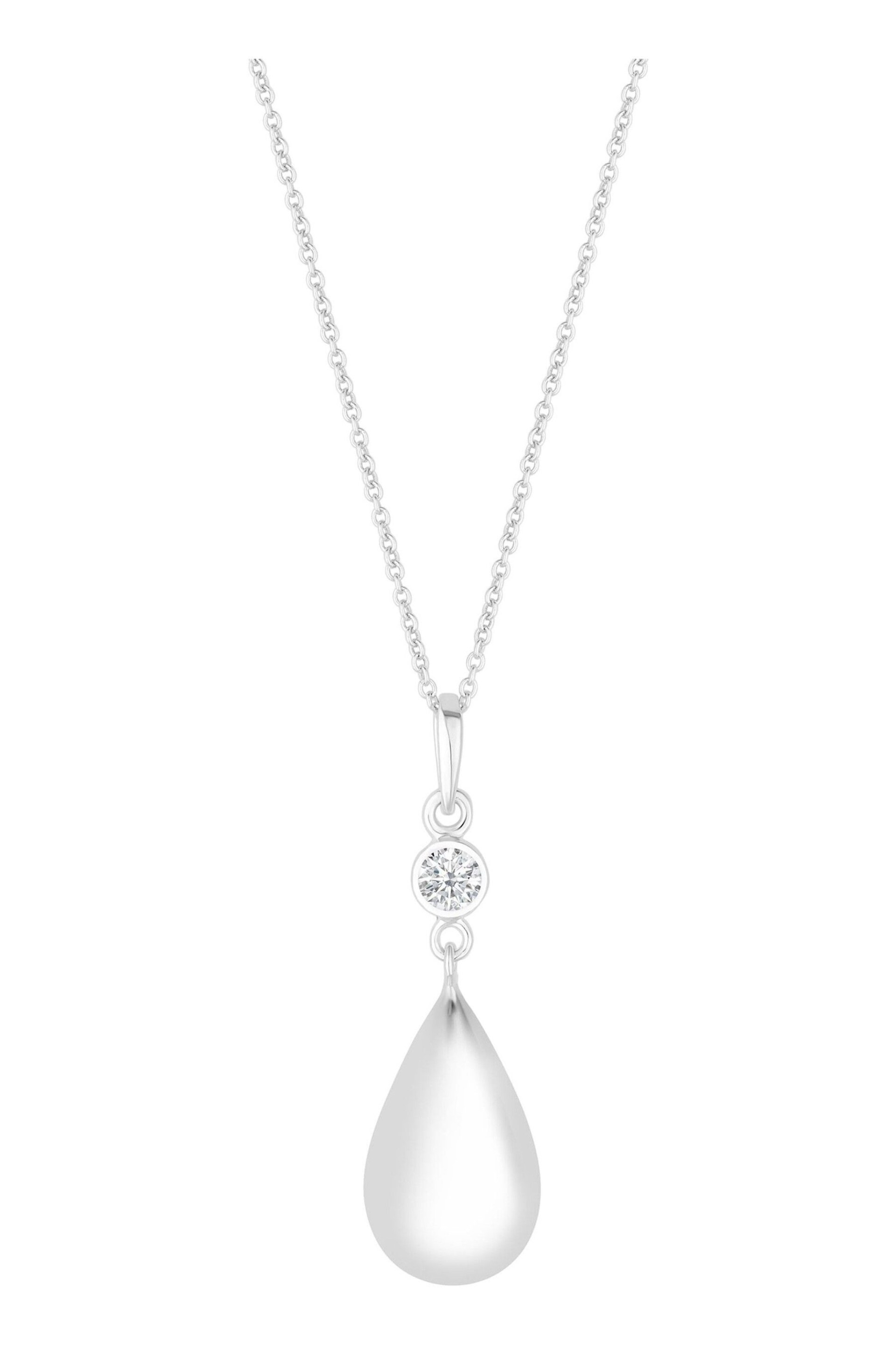 Simply Silver Silver Besel Polished Drop Pendant Necklace - Image 1 of 3