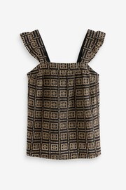 Black/Brown Broderie Frill Sleeve Embroidered Cami Top - Image 6 of 7
