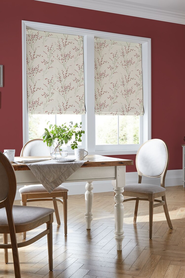 Laura Ashley Red Pussy Willow Winter Made to Measure 100% Cotton Roman Blinds - Image 2 of 6