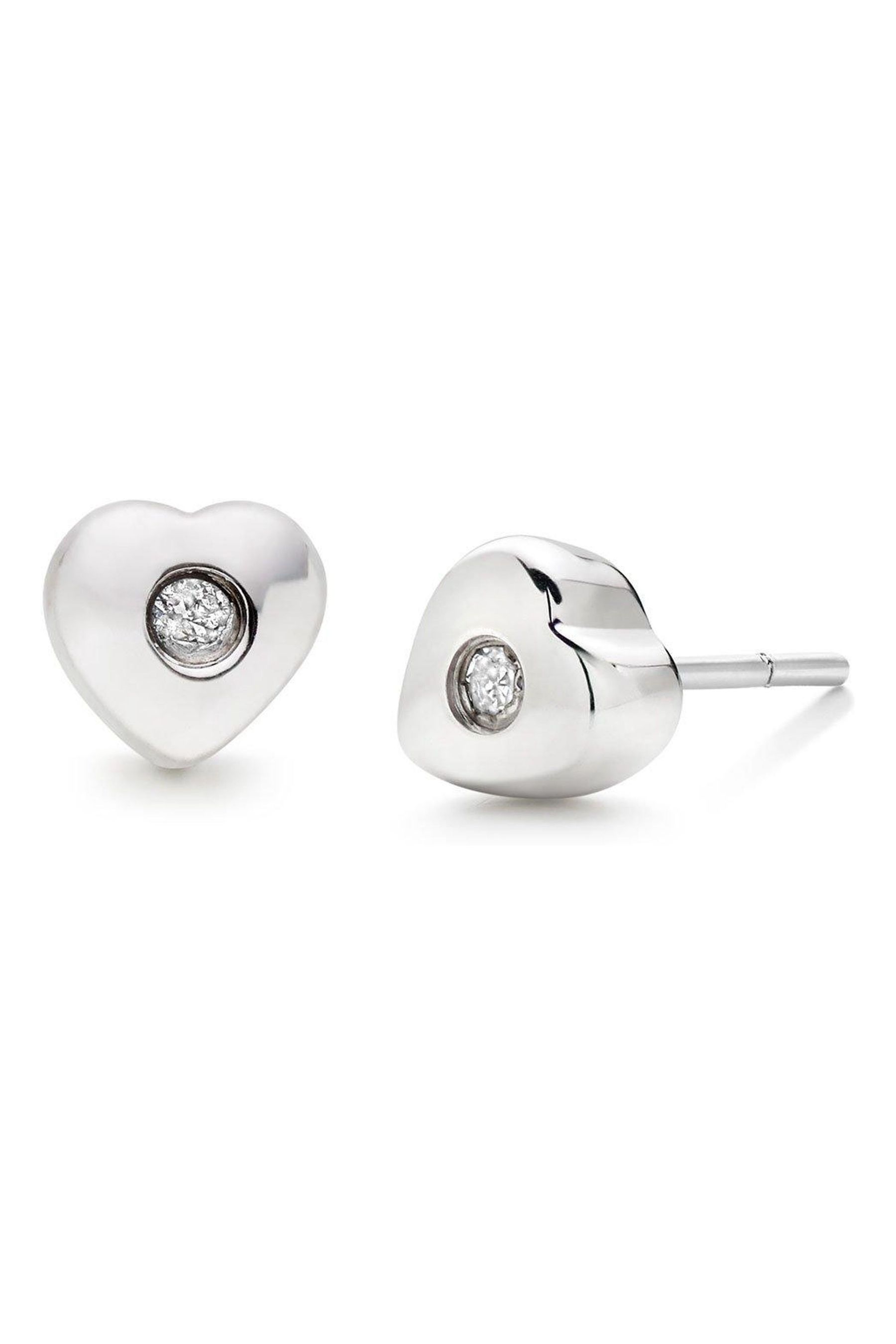 Buy Beaverbrooks Children s Mini B Silver Diamond Heart Earrings