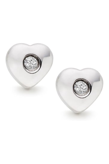 Beaverbrooks Children’s Mini B Silver Diamond Heart Earrings