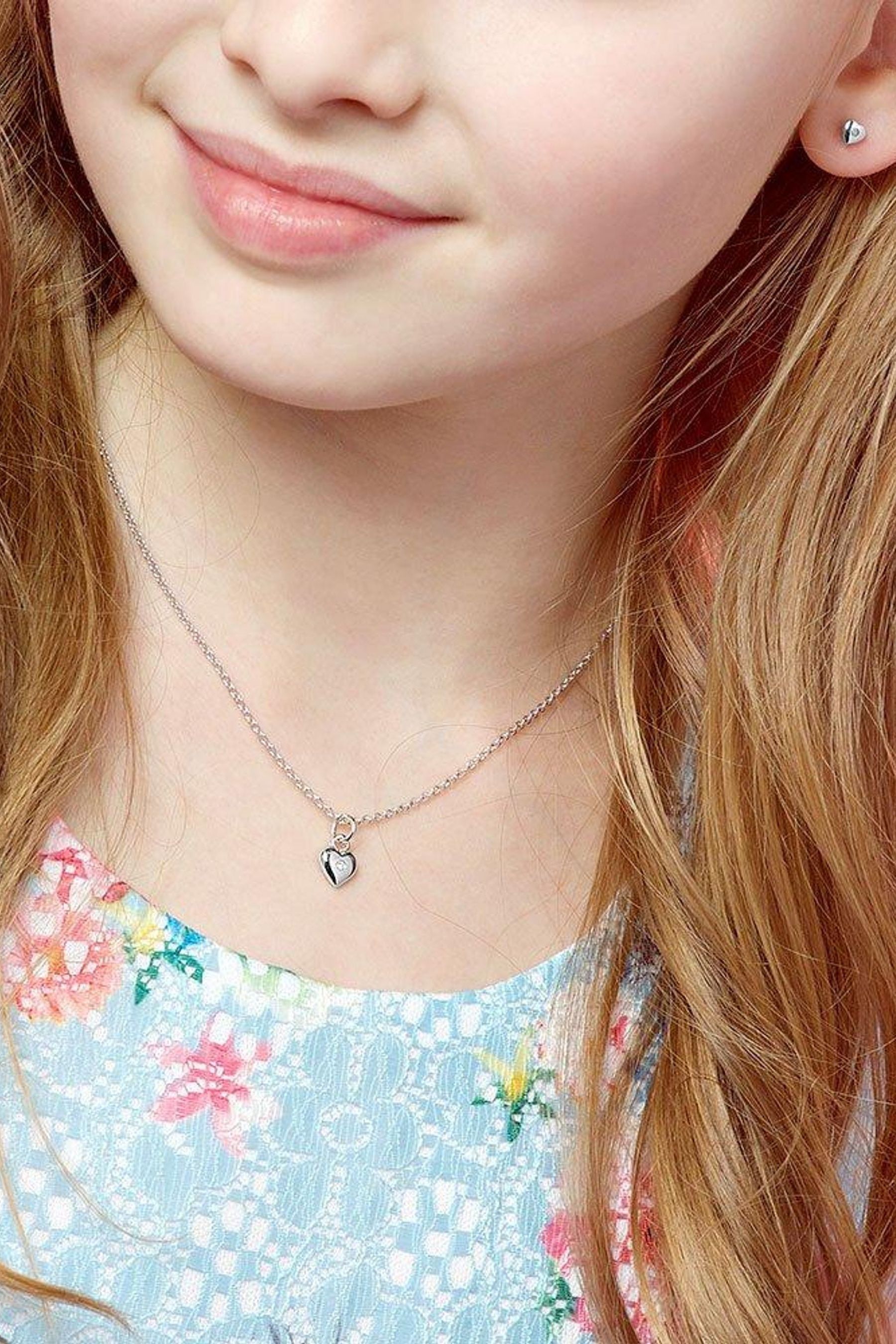 Buy Beaverbrooks Children s Mini B Silver Diamond Heart Earrings from the Next UK online shop