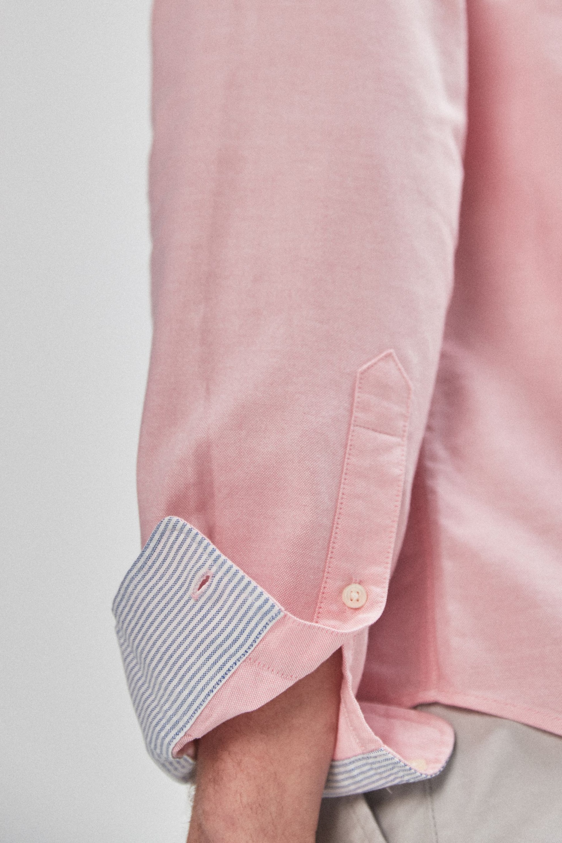Pink Regular Fit Long Sleeve Oxford Shirt - Image 4 of 5
