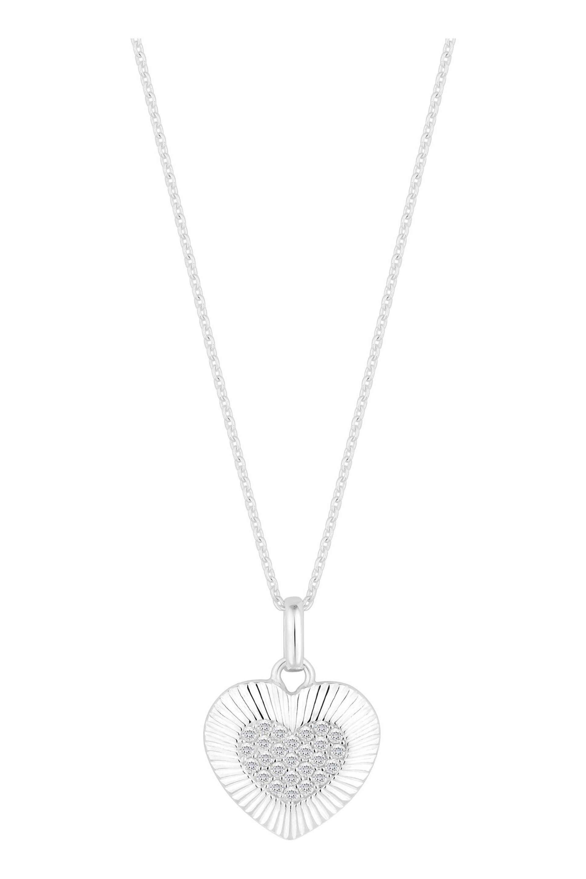 Simply Silver Silver Tone Polished And Pave Heart Pendant Necklace - Image 1 of 4