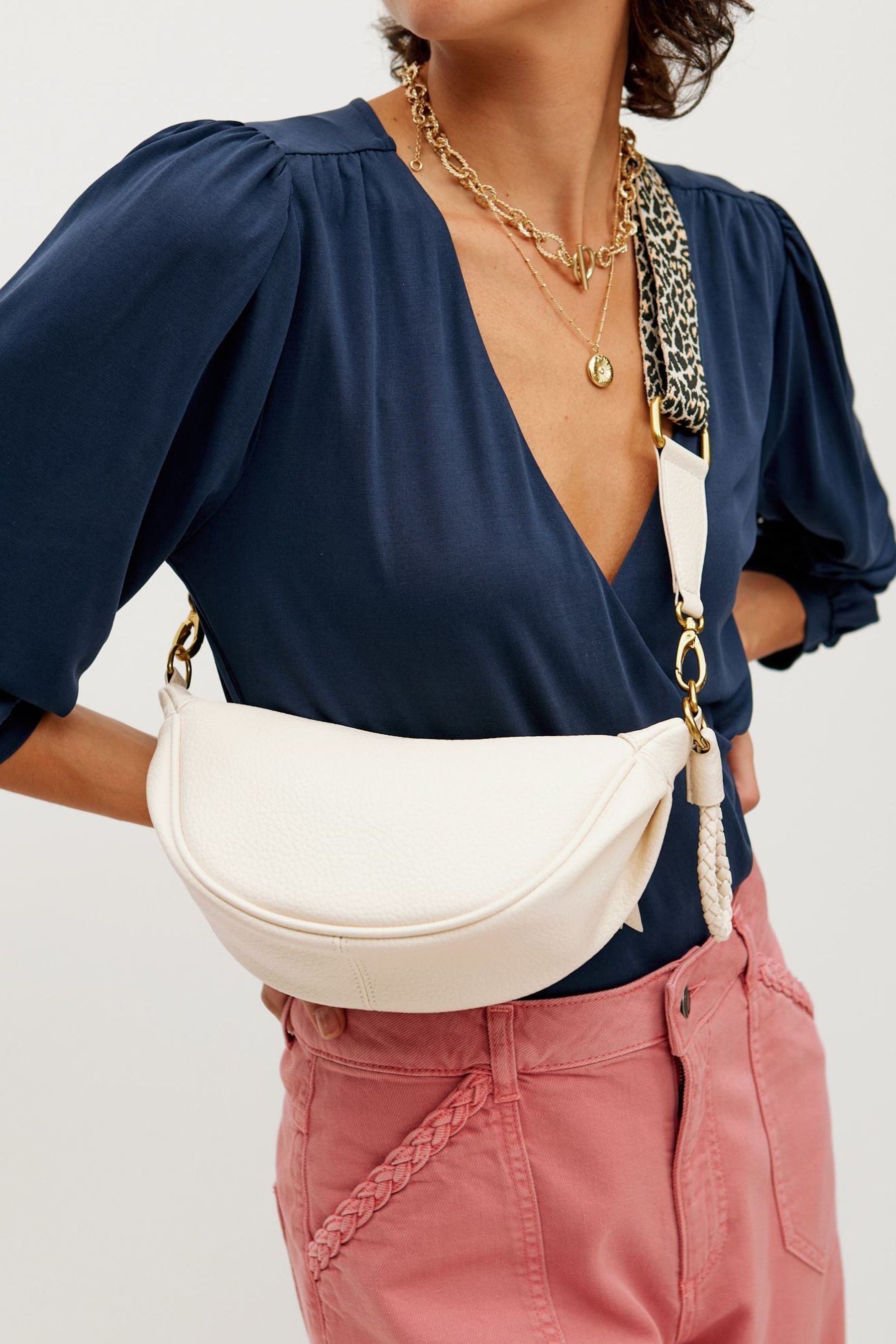 Oliver Bonas White Small Betty Crossbody Belt Bag