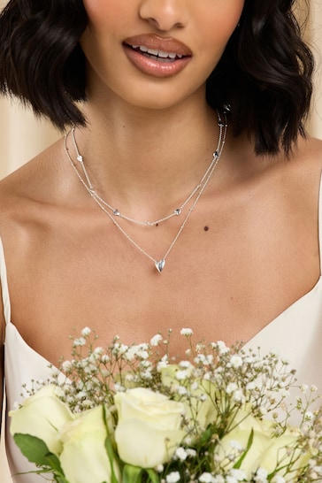 Simply Silver Silver Tone Heart Pendant Necklace