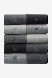 Black/Grey 10 Pack Embroidered Lasting Fresh Socks - Image 1 of 7