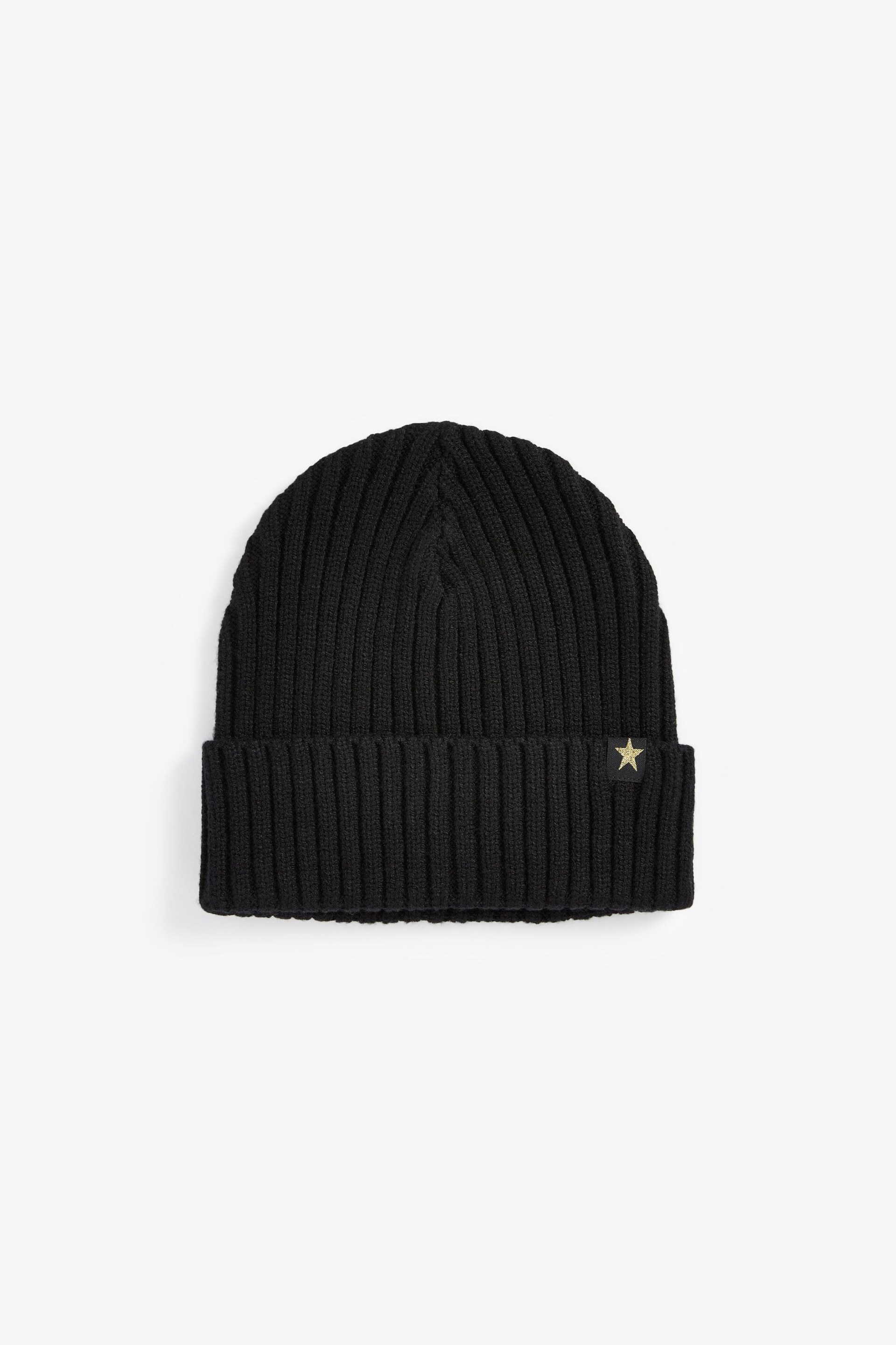 Black Rib Beanie Hat (1-16yrs) - Image 1 of 2