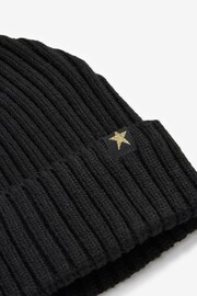 Black Rib Beanie Hat (1-16yrs) - Image 2 of 2