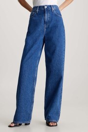 Calvin Klein Blue Low Rise Baggy Jeans - Image 1 of 6