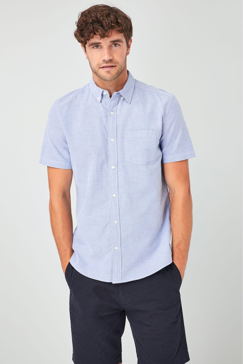 Light Blue Regular Fit Regular Fit Short Sleeve Oxford Shirt - Image 1 of 4
