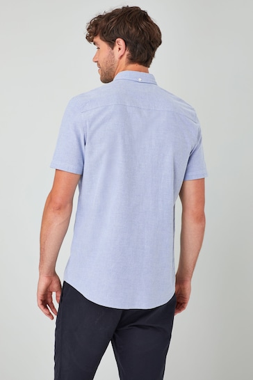 Light Blue Regular Fit Short Sleeve Oxford Shirt