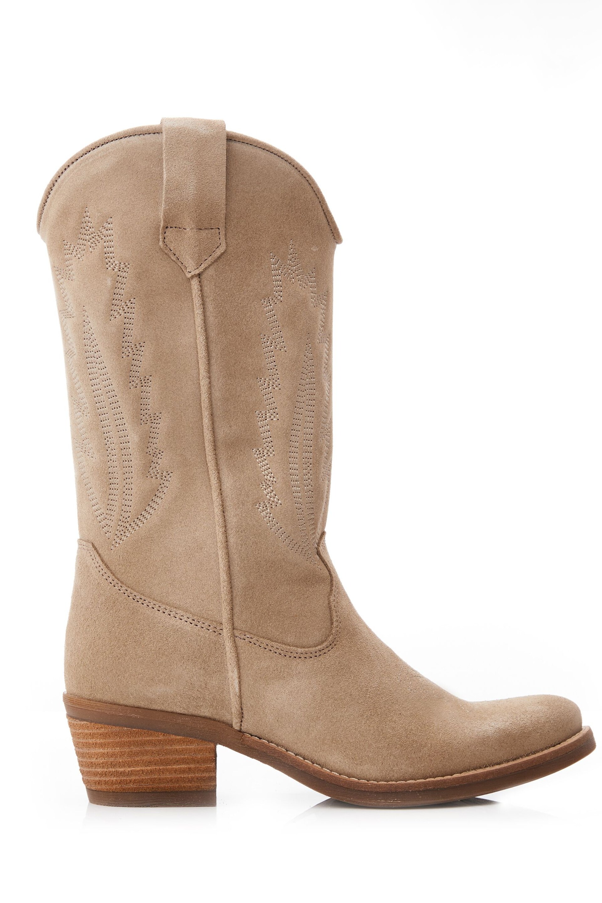 Moda in Pelle Fanntine Mid Leg Pointed Western Nude Boots - Image 1 of 4