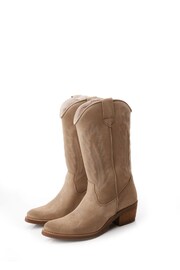 Moda in Pelle Fanntine Mid Leg Pointed Western Nude Boots - Image 2 of 4